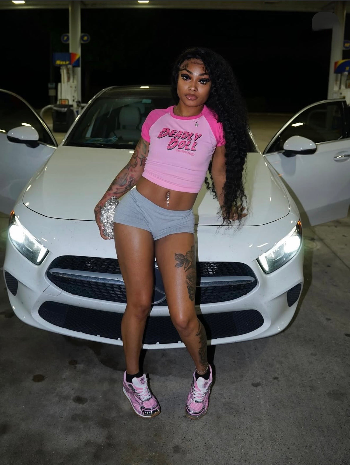 Deadly Doll Baby Tee: Pink