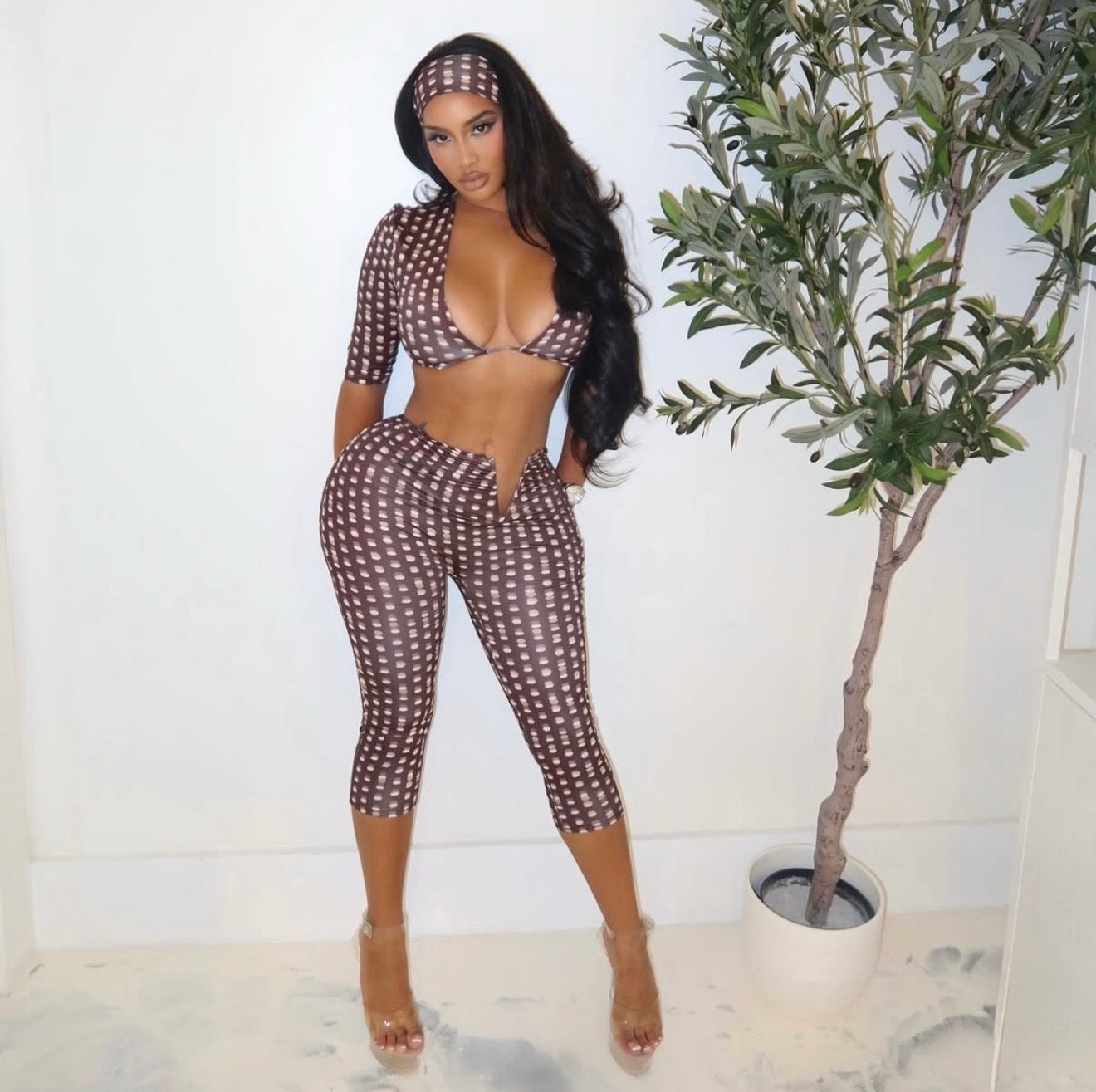 Untamed Luxe Capri Set: Espresso (Brown)