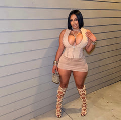 Double Crossed Top: Tan