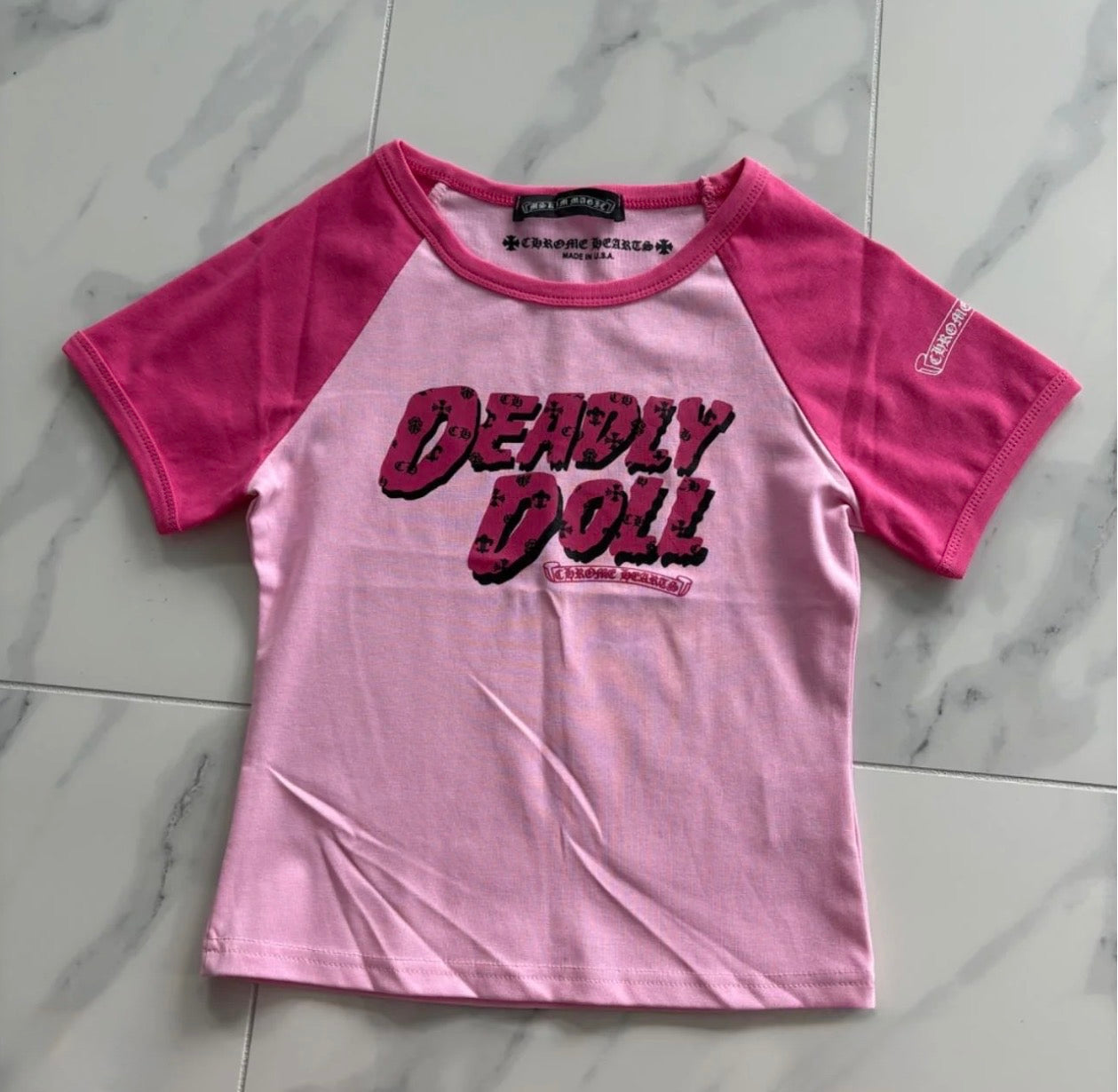 Deadly Doll Baby Tee: Pink