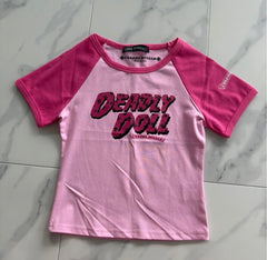 Deadly Doll Baby Tee: Pink