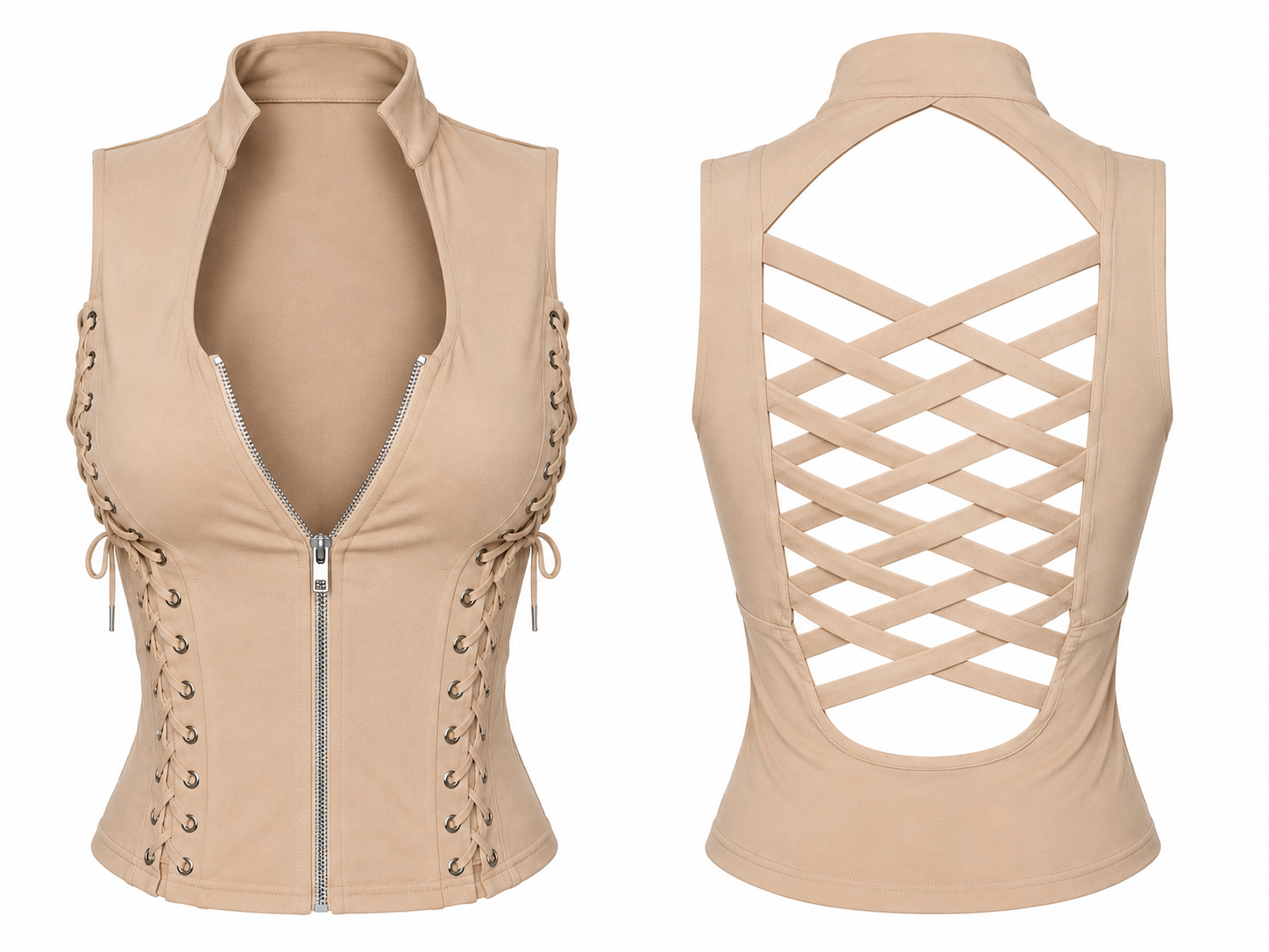 Double Crossed Top: Tan