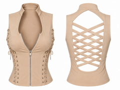 Double Crossed Top: Tan