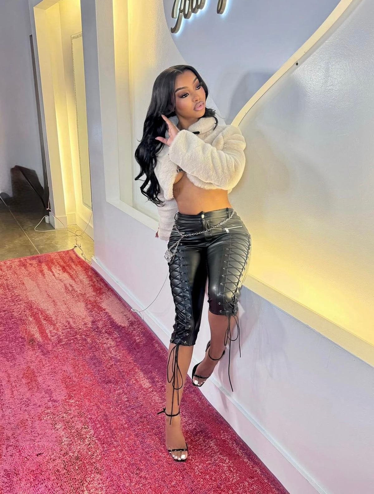 Venom Faux Leather Capri pants