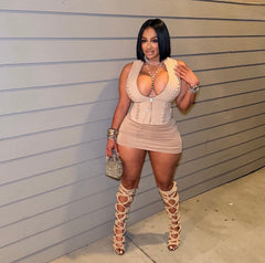 Double Crossed Top: Tan